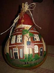 AM148 Small Town America Hand Painted Gourd