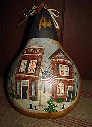 CT416 Hometown Christmas Hand Painted Gourd