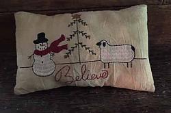 CT421 Believe Snowman & Sheep Pillow