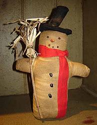 CT430 Snowman With Red Scarf Holding Broom