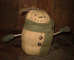 CT431 Fat Snowman With Green Wool Scarf & Mittens