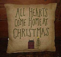 CT437 Hearts Home Christmas Burlap Pillow