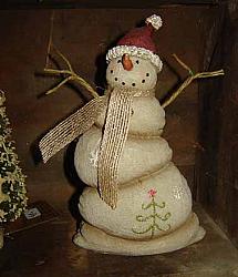 CT438 Snowman Figurine With Santa Cap