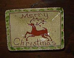 CT505 Merry Christmas Reindeer Mini Redware Plate