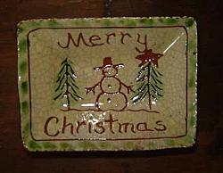 CT506 Merry Christmas Snowman Mini Redware Plate