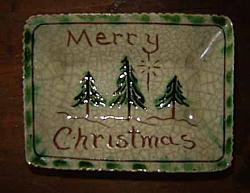 CT507 Merry Christmas Pine Tree Mini Redware Plate