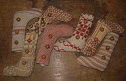 CTORN44 Set of Seven Woven Fabric Stocking Ornies