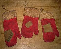 CTORN49 Primitive Patched Red Mittens