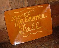 FH271 Welcome Fall Redware Plate