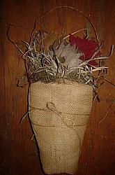 MO322 Hanging Burlap Bag With Flowers