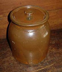 OS211 Small Lighter Colored Brownware Lidded Canister
