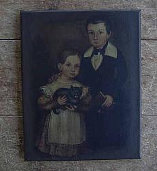 PS198 Brother & Sister With Kitty Portrait Canvas