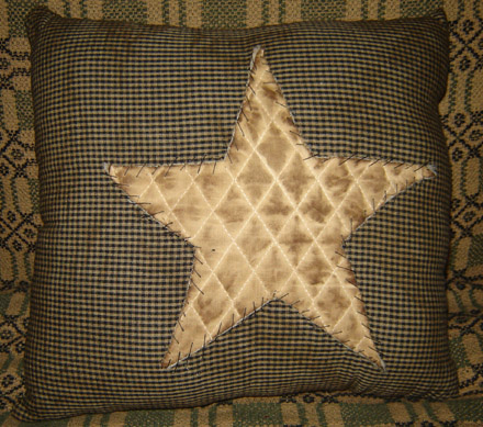 PW140 Black Mini Check Pillow With Star