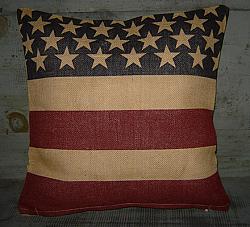 PW161 Burlap Flag Pillow