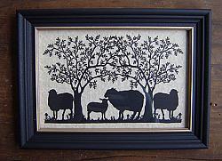 SIL114 Sheep Under Tree Silhouette