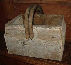 WO298 Old Wooden Box With Old Leather Handle