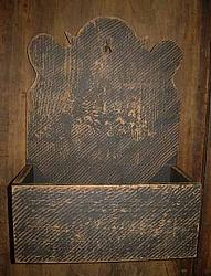 WO335 Distressed Black Over Mustard Scrolled Wall Box